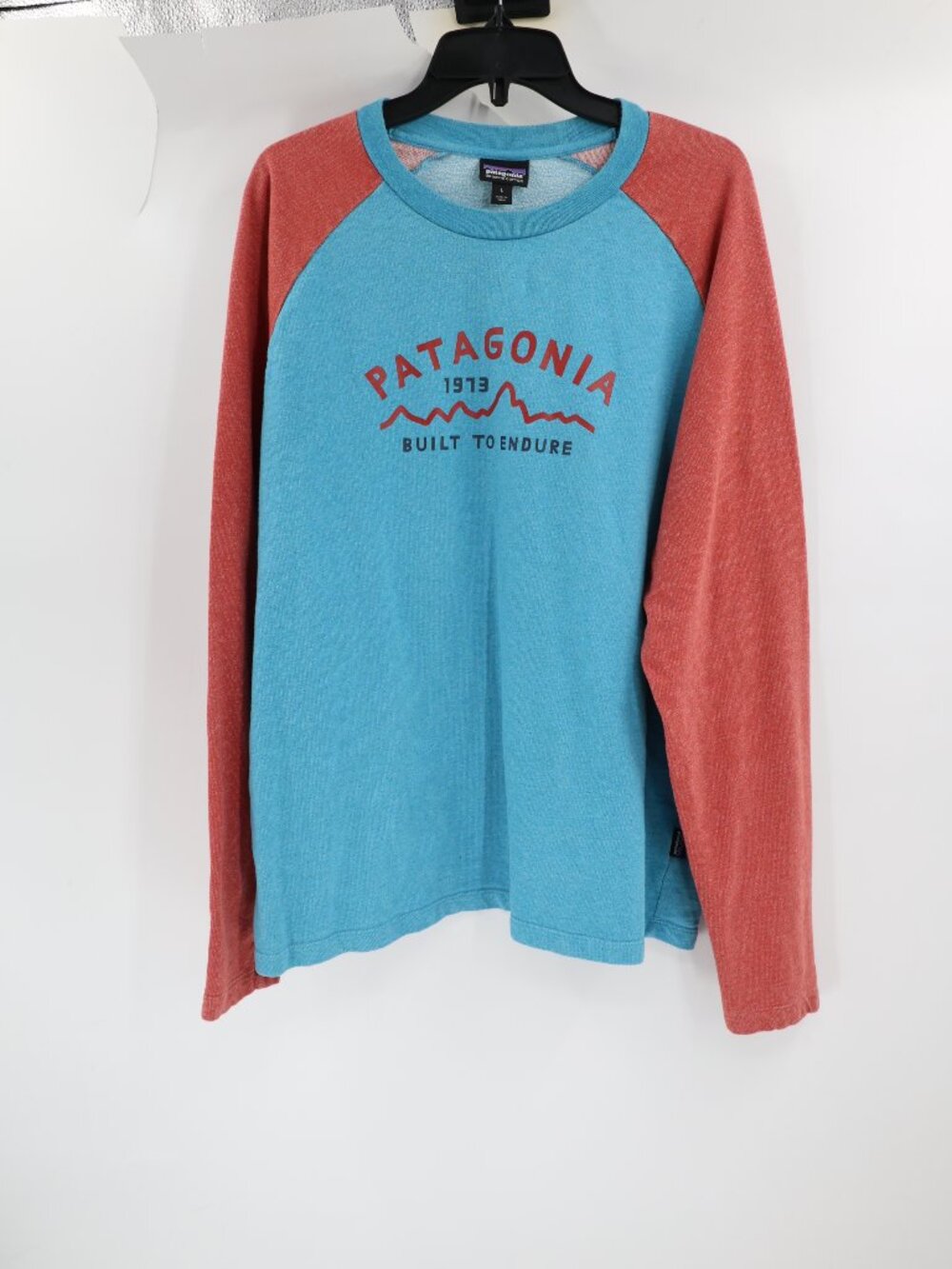Patagonia Sweatshirt mens Large Arched Type '73 Crew Organic Cotton Blue retro